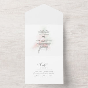 Blühende Bäume im Wasserfarbenfrohen All In One Einladung