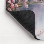 Blühende Bäume über dem Fluss Mousepad (Ecke)
