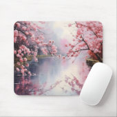 Blühende Bäume über dem Fluss Mousepad (Mit Mouse)