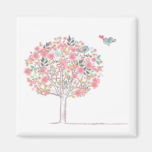 Blühende Bäume und Vögel in Liebe Magnet (Vorne)
