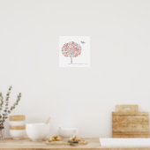 Blühende Bäume und Vögel in Liebe Poster (Küche)