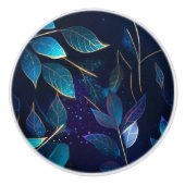 Blühende blaue Blätter Keramik Knob Keramikknauf (Vorderseite)