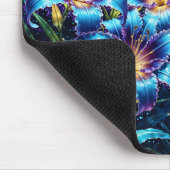 Blühende blaue Lilien in der Nacht lebendige Blume Mousepad (Ecke)