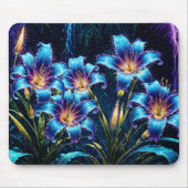 Blühende blaue Lilien in der Nacht lebendige Blume Mousepad (Vorne)