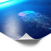 Blühende blaue Quallen im mystischen Ozean Fotodruck (Ecke)