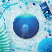 Blühende blaue Quallen schwimmen im mystischen Oze Pappteller (Party)