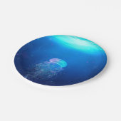 Blühende blaue Quallen schwimmen im mystischen Oze Pappteller (Schrägansicht)