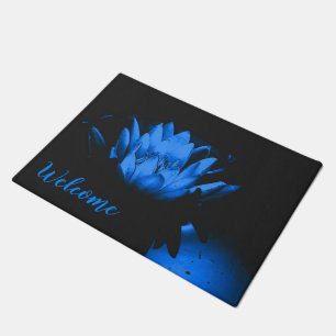 Blühende Blaue Wasserlilie Lotus Blume Willkommen Fußmatte