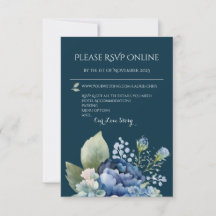 Blühende Blue Floral Watercolor Response Card