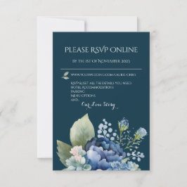 Blühende Blue Floral Watercolor Response Card RSVP Karte