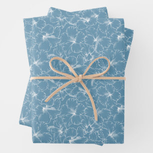 Blühende Blume auf blau Geschenkpapier Set