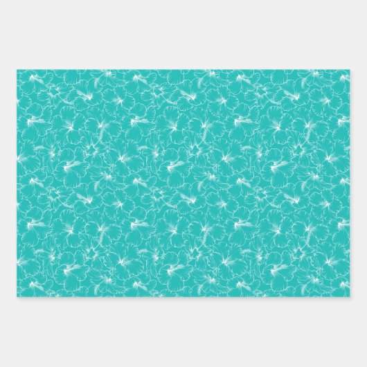 Blühende Blume auf Türkis Geschenkpapier Set (Vorderseite 2)