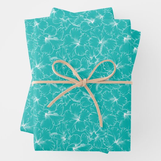 Blühende Blume auf Türkis Geschenkpapier Set (Beispiel)