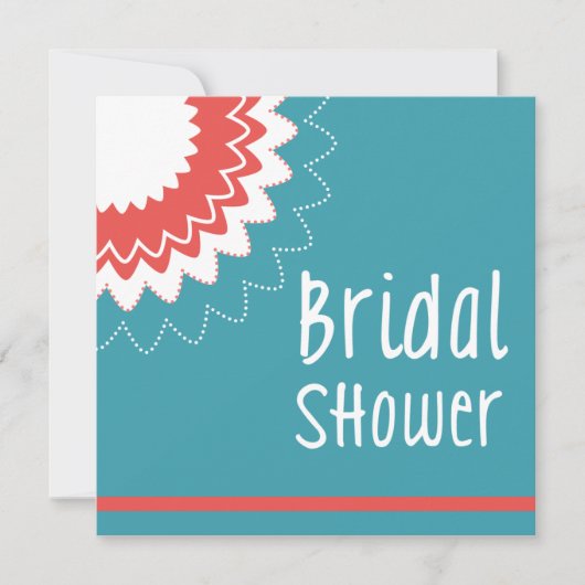 Blühende Blume - Blue & Coral Einladung (Vorderseite)