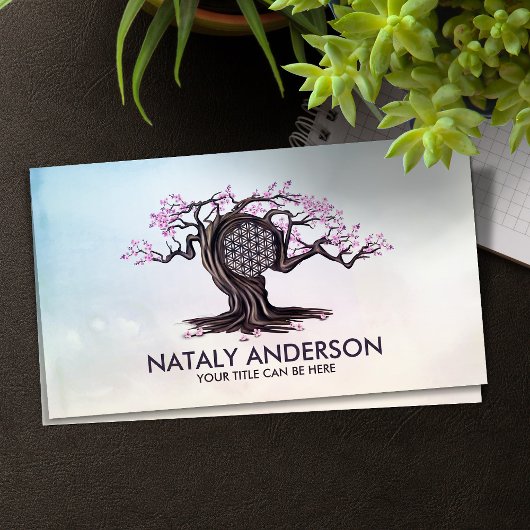 Blühende Blume des Lebensbaumes Visitenkarte