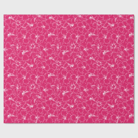 Blühende Blume des weißen Hibiskus auf Rosa Geschenkpapier (Flach)