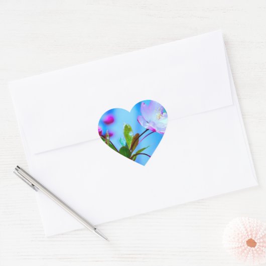 blühende Blume Herz-Aufkleber (Umschlag)