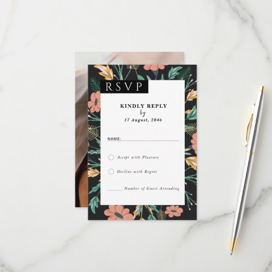 Blühende Blume Hochzeitskarten RSVP Karte (Vorderseite/Rückseite Beispiel)