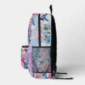 Blühende Blume & Hummingbird Öl Pastell Artwork Bedruckter Rucksack (Rechts)