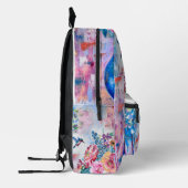 Blühende Blume & Hummingbird Öl Pastell Artwork Bedruckter Rucksack (Links)