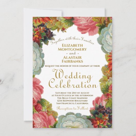 Blühende Blume im Viktorianischen Herbst Einladung (Vorderseite)