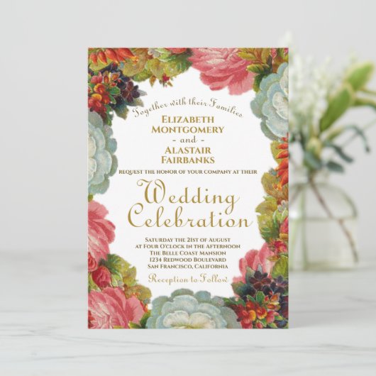 Blühende Blume im Viktorianischen Herbst Einladung (Stehend Vorderseite)