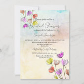 Blühende Blume mit dunklem Linien-Brautparty Einladung (Vorderseite)