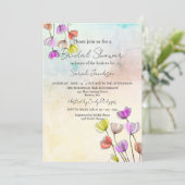 Blühende Blume mit dunklem Linien-Brautparty Einladung (Stehend Vorderseite)