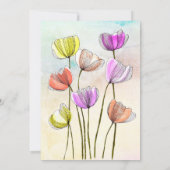 Blühende Blume mit dunklem Linien-Brautparty Einladung (Rückseite)