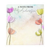 Blühende Blume mit dunklen Linien - ein Hinweis au Notizblock (Vorderseite)