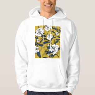 Blühende Blumen: Gelbe nahtlose Vintage-Muster. Hoodie