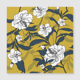 Blühende Blumen: Gelbe Vintage Nahtlos. Magnetkarte