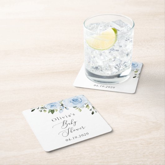 Blühende Blumen, Grünpflanzen, Boho, Babydusche Rechteckiger Pappuntersetzer (Vor Ort)