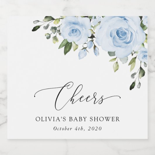 Blühende Blumen, Grünpflanzen, Boho, Babydusche Schaumweinetikett (Einzelnes Label)