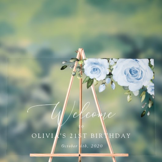 Blühende Blumen, Grünpflanzen, Geburtstagswillkomm Acrylschild (Neutral)