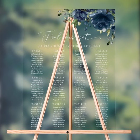 Blühende Blumen, Grünpflanzen, Hochzeitsstift Acrylschild (Neutral)