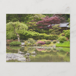 Blühende Blumen im Japanischen Garten, Postkarte