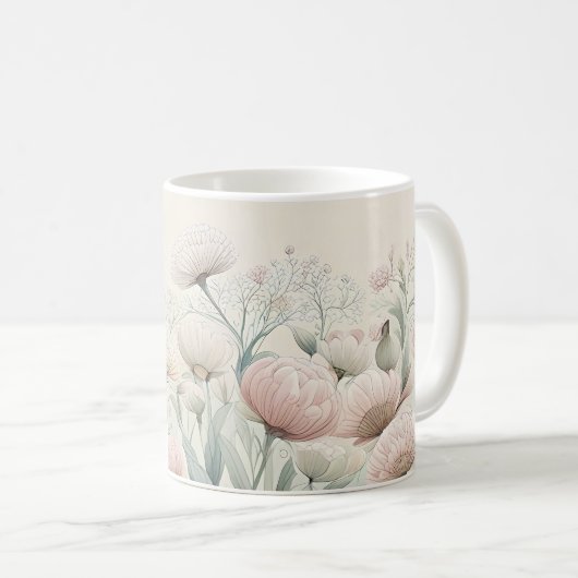 Blühende Blumen Kaffeetasse (VorderseiteRechts)