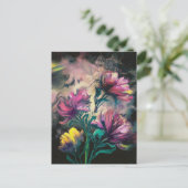 Blühende Blumen Postkarte (Stehend Vorderseite)