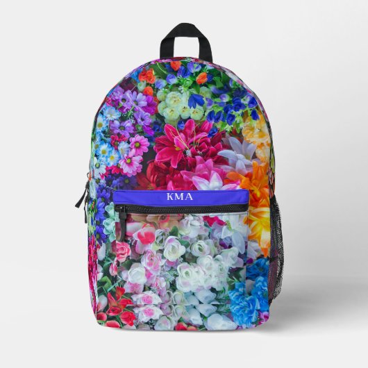 Blühende Blumengartenmonogramm Bedruckter Rucksack (Vorderseite)