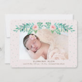 Blühende Blumengeburt-Ankündigung des Fotos Ankündigung (Vorderseite)