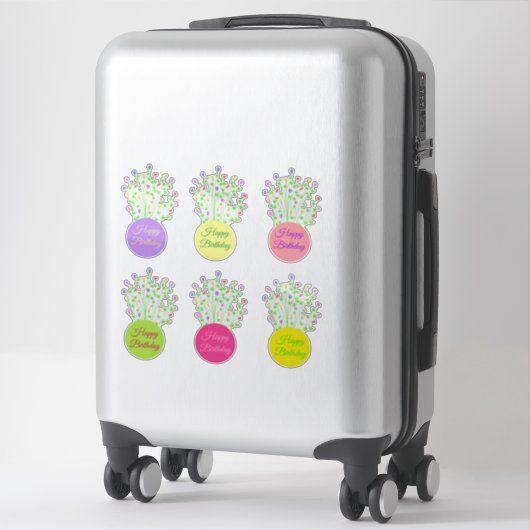 Blühende Blumengeburtwünsche Aufkleber (Koffer)