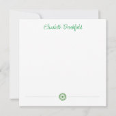 Blühende Blumenkarte in Türkisgrün Dankeskarte (Rückseite)