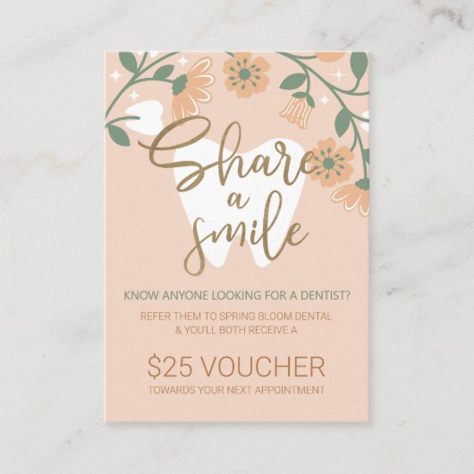 Blühende Blüten teilen sich ein Lächeln Zahnbehand Visitenkarte (Vorderseite)