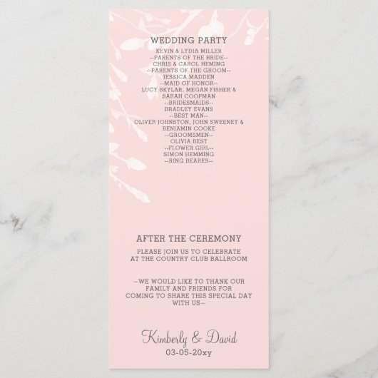 Blühende Blütenblütenhochzeiten Programm (Rückseite)