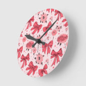 Blühende Bögen - Muster aus Blumen und Streifen Runde Wanduhr (Winkel)