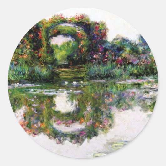 Blühende Bögen von Claude Monet Runder Aufkleber (Vorderseite)