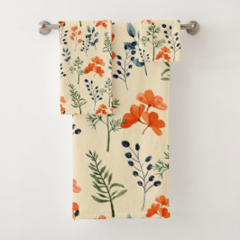 Blühende Botanicals Orange Grüne Branche Badhandtuch Set