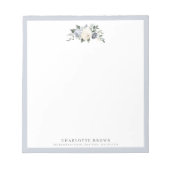 Blühende botanisch-blaue personalisierte Schreibwa Notizblock (Vorderseite)