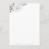 Blühende botanisch staubige blaue Hochzeitskarte Begleitkarte (Rückseite)